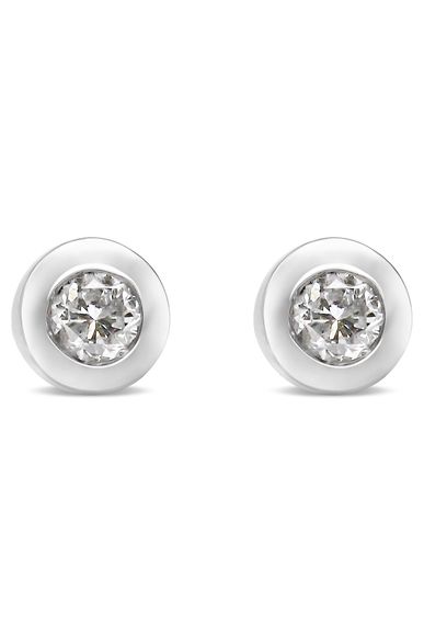 1/5 Cttw Round Brilliant-Cut Diamond Bezel-Set Earrings